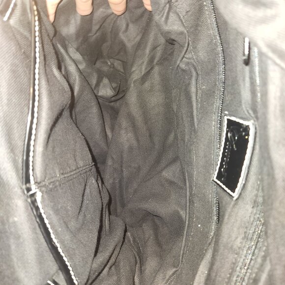 X-Large sized SAMOE green canvas shoulder tote bag|Black faux leather trim ADJ. - Picture 12 of 12